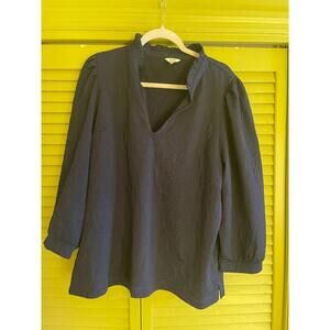 Crown & Ivy Blue Ruffle Collar Blouse - Size XXL